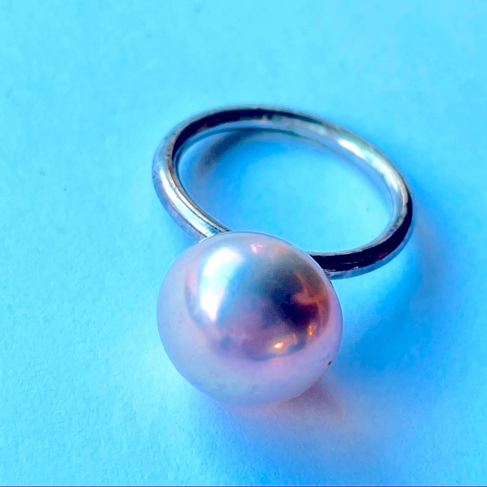Genuine Pink Pearl 925 set in hand pounded 935 Handcrafted in Maui Hawaii